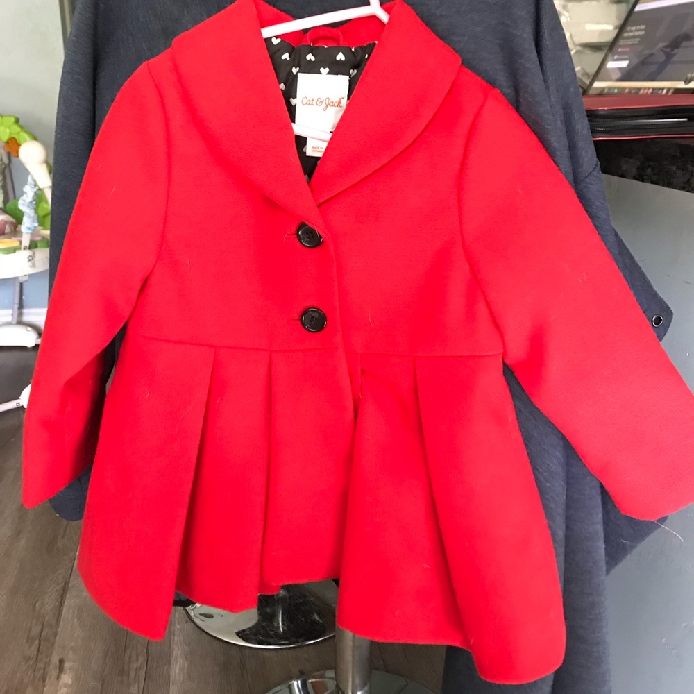 Red pea coat 3T!